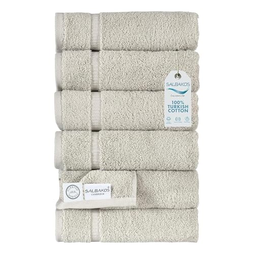 SALBAKOS Set umweltfreundliche türkische Baumwollhandtücher für Luxushotel und Spa Packung mit 6 Handtuch Stein von SALBAKOS