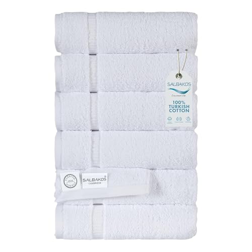 SALBAKOS Set umweltfreundliche türkische Baumwollhandtücher für Luxushotel und Spa Packung mit 6 Handtuch Weiß von SALBAKOS