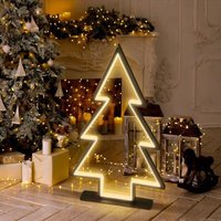 60cm 3D LED Tannenbaum Gartenstecker Weihnachtsbeleuchtung 100 LED Garten Beleuchtet Christbaum mit Erdspießen Außen Warmweiß von SALCAR