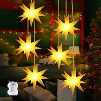 6er Set LED Weihnachtsstern Beleuchtet, LED Stern Batterie Weihnachtsdeko, 3D Leuchtstern Weihnachten Fenster Outdoor, Warmweiß 6er Set LED Weihnachtsstern Beleuchtet, LED Stern Batterie Weihnachtsdeko, 3D Leuchtstern Weihnachten Fenster Outdoor, Warmweiß von SALCAR