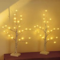 LED Baum Lichter Warmweiß Birkenbaum 2PCS 60cm LED Lichterbaum Innen mit 24 LEDs Licht von SALCAR