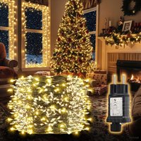 LED-Lichterkette Aussen Dunkelgrün Cluster Weihnachtslichterkette Warmweiß 10M-400 LEDs, 8 Modi, Timer & Memory für Weihnachtsdeko Innen & Außen von SALCAR
