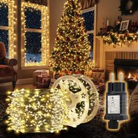 LED-Lichterkette Aussen Dunkelgrün Cluster Weihnachtslichterkette Warmweiß 15M-600 LEDs, 8 Modi, Timer & Memory für Weihnachtsdeko Innen & Außen von SALCAR