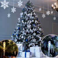 LED Lichterkette Weihnachtsbaum Lichterkette mit Warm+Kaltweiß funkelnden Eiszapfen 11 Modi/ 1,5m 8 Girlanden für 60cm - 150cm Tannenbaum LED Lichterkette Weihnachtsbaum Lichterkette mit Warm+Kaltweiß funkelnden Eiszapfen 11 Modi/ 1,5m 8 Girlanden für 60cm - 150cm Tannenbaum von SALCAR