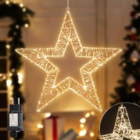 LED Lichtkranz LED 3D-Dekokranz Ø45cm 720LED/ 8 Modi/ Timer & Memory Weihnachtskranz Hängekranz Innen & Außen Stern Lichterkreis Warmweiß Lichterkette von SALCAR