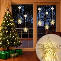 LED Stern Warmweiß Ø15cm Fensterdeko Sterne LED Weihnachtsdeko 1 Sterne mit Saugnapf Batteriebetrieben für Weihnachten & Partys LED-Lichterkette von SALCAR