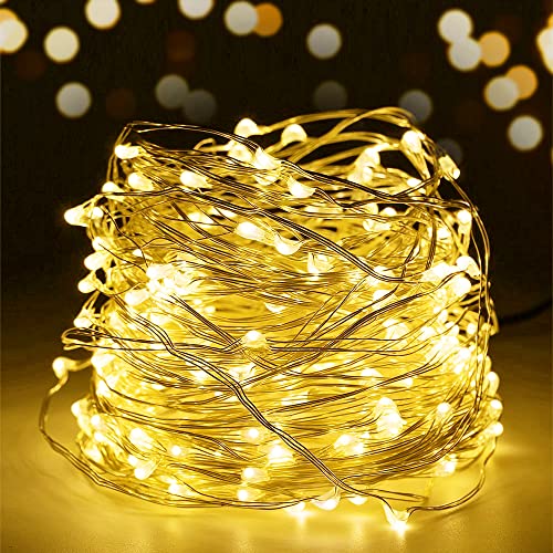 SALCAR 10m LED Lichterkette Draht, USB Kupferdraht Lichterkette, 100 LEDs Kupferdrahtlichterkette Innen Außen Weihnachten Party, Warmweiß von SALCAR