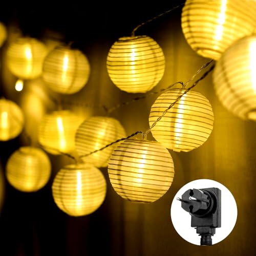 SALCAR 20m LED Laterne Außen, 80er Lampions Lichterkette, Gartenlaterne Deko für Draußen mit 8 Beleuchtungsmodi, 31V Sicherheitsnetzteil, Warmweiß von SALCAR