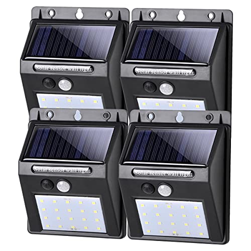 SALCAR 4 Stück Solarlampen für Außen mit Bewegungsmelder, Superhelle Solarleuchte Aussen, Wasserdichte Solar Aussenleuchte, Wandleuchte für Garte von SALCAR