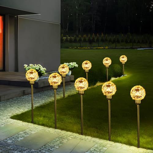 SALCAR LED Solarleuchten Gartendeko, 4 Stück Solarstecker Gartenleuchten Außen Wasserdicht, 8 Modi Solar Gartenleuchten, Gartenstecker Solarlampen für Garten Rasen Terrasse Deko, Warmweiß von SALCAR