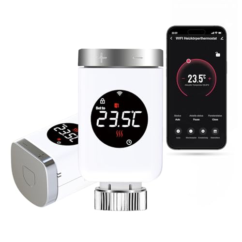 SALCAR Smart Heizkörperthermostat TRV801W 2er Set WiFi Thermostat kompatibel mit Amazon Alexa & Google Home Programmierbar Tuya Heizungsthermostat Smartes Heizkörper mit 6X Batterien SALCAR Smart Heizkörperthermostat TRV801W 2er Set WiFi Thermostat kompatibel mit Amazon Alexa & Google Home Programmierbar Tuya Heizungsthermostat Smartes Heizkörper mit 6X Batterien von SALCAR
