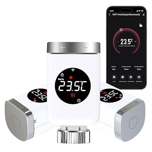 SALCAR Smart Home Heizkörperthermostat TRV801W 3er Set WiFi Thermostat kompatibel mit Amazon Alexa & Google Assistant Programmierbar Tuya Heizungsthermostat, kein Gateway Erforderlich von SALCAR