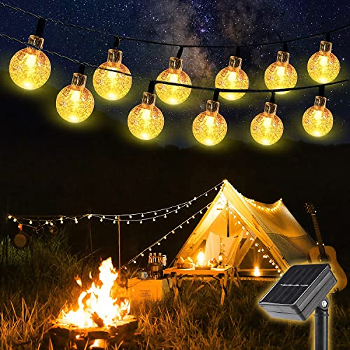 SALCAR Camping Solar Lichterkette Außen 10m, 40er LED Kugel Lichterkette Wasserdicht mit Lichtsensor Weihnachtsbeleuchtung LED Solar Beleuchtung - Warmweiß von SALCAR