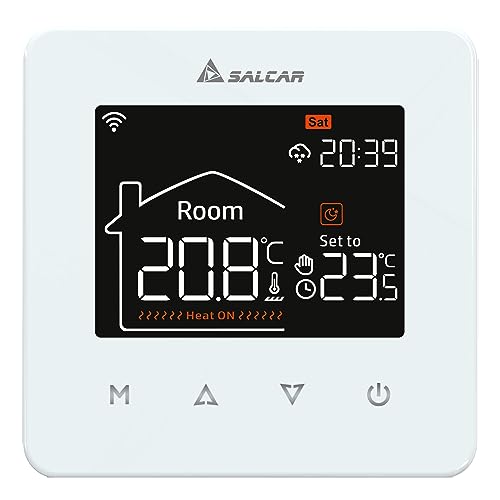 SALCAR Thermostat Heizung Smart LCD Touchscreen für Elektrische Fußbodenheizung Raumthermostat WiFi Tuya Fussbodenheizung Thermostat Programmierbare Kompatibel mit Amazon Alexa 16A, Weiß von SALCAR
