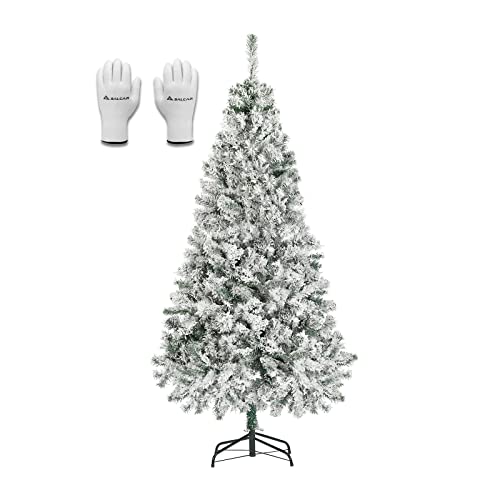 SALCAR Weihnachtsbaum Künstlich Weiss 120 cm, Künstlicher Tannenbaum Schnee mit Handschuhen und Metall Weihnachtsbäume Ständer, Schnellaufbau Klappsystem von SALCAR
