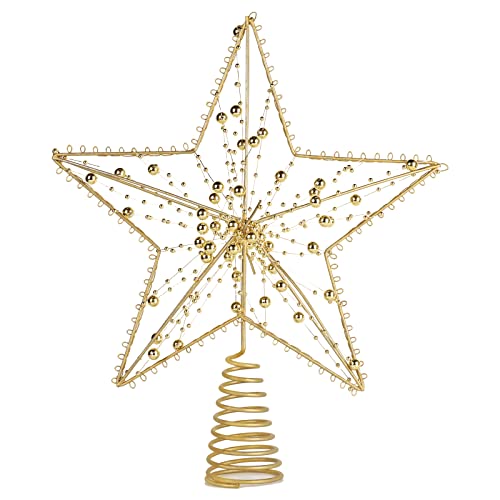 SALCAR Weihnachtsbaumspitze Stern, 25x30cm Weihnachtsbaumschmuck Gold, Weihnachtsbaum Schmuck, Sternspitze Deko für Christbaum Tannenbaum von SALCAR