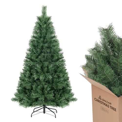 SALCAR Künstlicher Weihnachtsbaum 150 cm, Tannenbaum Künstlich mit Handschuhen und Metallständer, Christbaum als Weihnachtsdeko Innen von SALCAR