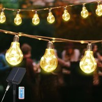 Solar Lichterkette Aussen Vintage Hanfseil, Glühbirnen led Solar Lichterkette Außen Wetterfest Warmweiß 8 Modi, 5M 10 Glühbirnen - Salcar von SALCAR