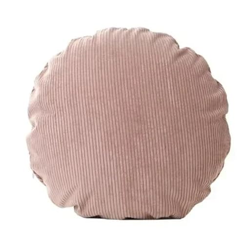 Rosa Runder Kissenbezug 60 X 60 cm Runder Cord-Kissenbezug Einfarbig Gestreift Kissenbezüge Dekorative Heimkissen for Sofa Kopfkissen (Color : Pink, Size : 60X60CM) von SALFEE