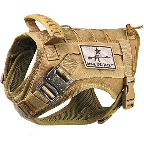 Tactical Service Dog Vest Harness K9 Military Molle Dog Vest for Outdoor Training Hunting Waterproof Pet Dog Harness with Rubber Handle & Metal Buckle Khaki von SALFSE
