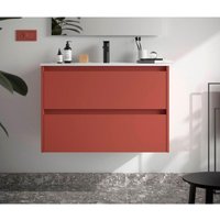 Noja Unterschrank 900 2 Schubladen + Waschbecken Red Satin - Salgar Noja Unterschrank 900 2 Schubladen + Waschbecken Red Satin - Salgar von SALGAR