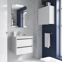 Salgar - Komplett-Set attila 700 2 Schubladen white satin + Waschtisch + Spiegel + Leuchte von SALGAR