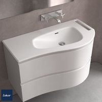 Salgar Waschtisch MAM 1290 links mit handtuchhalter mit Handtuchhalter, ohne Siphon und Clickerabfluss SOLID SURFACE WEIß MATT 1290 x 12 x 510 mm von SALGAR
