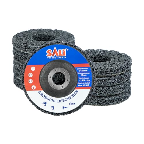 SALI 125mm CSD Scheibe Schleifscheiben für Winkelschleifer 10 Stück Reinigungsscheibe Set Grobreinigungsscheibe Schwarz Schleif Scheibe Nylongewebescheibe Clean Strip Disc, Entfernen Sie Farbe Rost von SALI