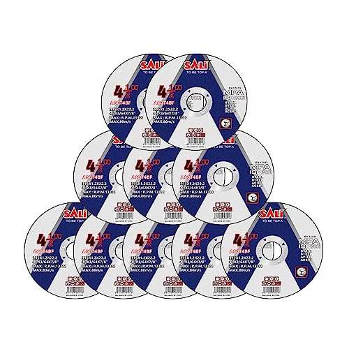 SALI 10 Stück Trennscheibe Ø 115 x 1,2 x 22,2 mm Trennscheiben 115 für Winkelschleifer Metall, Stahl, Edelstahl Betrieb bis zu Drehzahlen 13300 und 80 M/S SALI 10 Stück Trennscheibe Ø 115 x 1,2 x 22,2 mm Trennscheiben 115 für Winkelschleifer Metall, Stahl, Edelstahl Betrieb bis zu Drehzahlen 13300 und 80 M/S von SALI