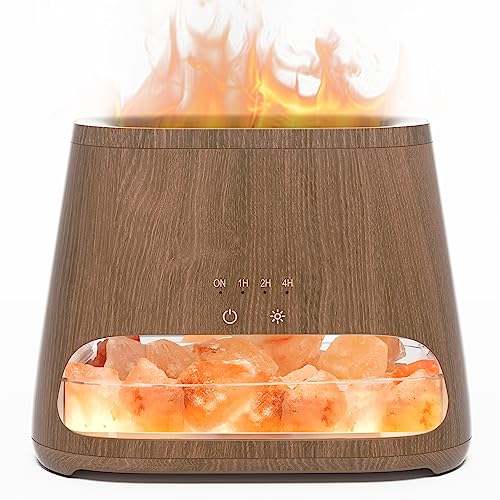 SALKING 2-in-1 Aroma Diffuser & Salt Range Pakistan Leuchte, Flammeneffekt Diffusor für ätherische Öle, Diffusor Kühler Nebel Luftbefeuchter mit 3-Helligkeit, 150ml von SALKING