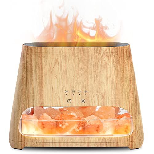 SALKING 2-in-1 Aroma Diffuser & Salt Range Pakistan Leuchte, Flammeneffekt Diffusor für ätherische Öle, Diffusor Kühler Nebel Luftbefeuchter mit 3-Helligkeit, 150ml von SALKING