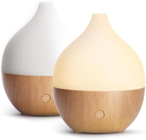 SALKING Aroma Diffuser, 100ml Kleiner Ultraschall Aromatherapie Diffusor für ätherische Öle, mit automatischer Abschaltfunktion, Warmweiß Licht Weiß Holzmaserung Diffusor für Zuhause Büro, 2er-Pack SALKING Aroma Diffuser, 100ml Kleiner Ultraschall Aromatherapie Diffusor für ätherische Öle, mit automatischer Abschaltfunktion, Warmweiß Licht Weiß Holzmaserung Diffusor für Zuhause Büro, 2er-Pack von SALKING
