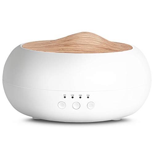 SALKING Aroma Diffuser, 250ml Ultraschall Öl Aromatherapie Diffusor für ätherische Öle, Raumbefeuchter Elektrisch Duftlampe, Warmweiß Licht Weiß Holzmaserung Diffusor für Zuhause Büro Oder Yoga von SALKING