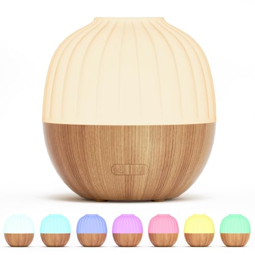 SALKING Aroma Diffuser, 300ml Diffuser für Ätherische Öle, Ultraschall Aromatherapie Diffusor mit automatischer Abschaltfunktion, Weiß Holzmaserung Diffusor für Zuhause Büro Oder Yoga von SALKING