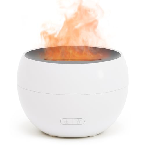 SALKING Aroma Diffuser Flammeneffekt, Aromatherapie Diffusor für ätherische Öle, Raumbefeuchter Elektrisch Duftlampe, Warmes Licht Diffusor Luftbefeuchter für Baby, Zuhause Büro oder Yoga(Weiß) von SALKING