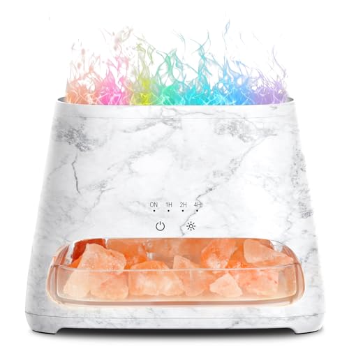 SALKING Aroma Diffuser mit Salt Range Pakistan Leuchte, 7 Farben LED Flammeneffekt Diffusor für ätherische Öle, Ultraschall Aromatherapie Luftbefeuchter, Automatisch Abschalten, BPA-Frei, 150ml SALKING Aroma Diffuser mit Salt Range Pakistan Leuchte, 7 Farben LED Flammeneffekt Diffusor für ätherische Öle, Ultraschall Aromatherapie Luftbefeuchter, Automatisch Abschalten, BPA-Frei, 150ml von SALKING