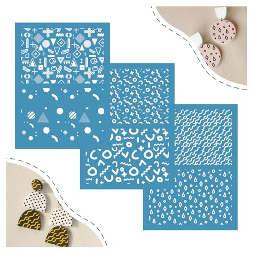 SALPPLEA 3 Stück Siebdruck-Schablonen für Polymer-Ton, 16,5 x 11,9 cm, Siebdruck aus Polymer-Ton, für DIY-Schmuckherstellung aus Polymer-Ton von SALPPLEA