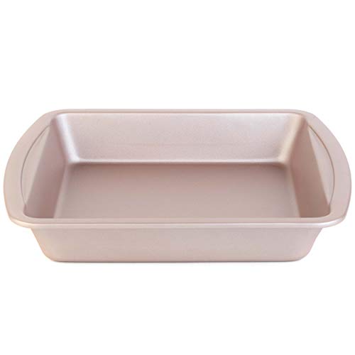 Salter BW07909C Rechteckige Backform aus Kohlenstoffstahl mit Mattmetalloberfläche, antihaftbeschichtet, 26 cm, Champagner von SALTER