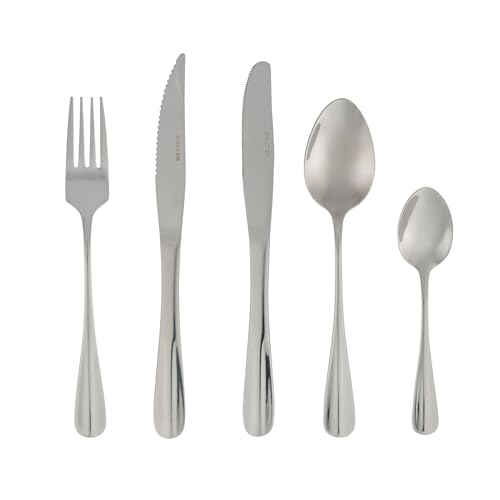 Salter BW08628 Newbury 20-teiliges Besteckset - Edelstahl Silberware, Geschirr-Set für 4 Personen, Enthält Messer, Gabeln, Esslöffel, Teelöffel und Steakmesser, Für Familien und neue Hausbesitzer von SALTER