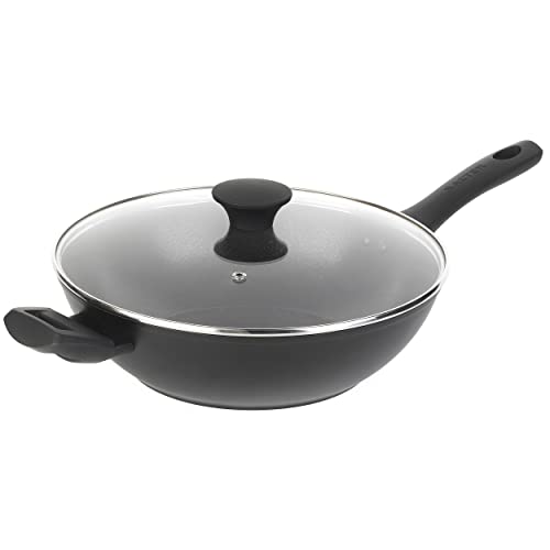 Salter BW08780 Geo Hex Wok - 28cm Kochpfanne mit Deckel, 5 x robuster* Diamanteffekt Antihaft, geeignet für Alle Kochfelder, spülmaschinenfest, Hi-Low-Kochfläche hebt das Essen aus dem Topf Einfach von SALTER