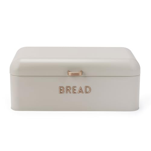 SALTER BW13730OEU7 Pebble Brotkasten - pulverbeschichtete Oberfläche, großer Brotvorratsbehälter, Brot, Gebäck und Bagels aufbewahren, langlebiger Stahl, leicht zu reinigen, goldgeprägter Schriftzug von SALTER