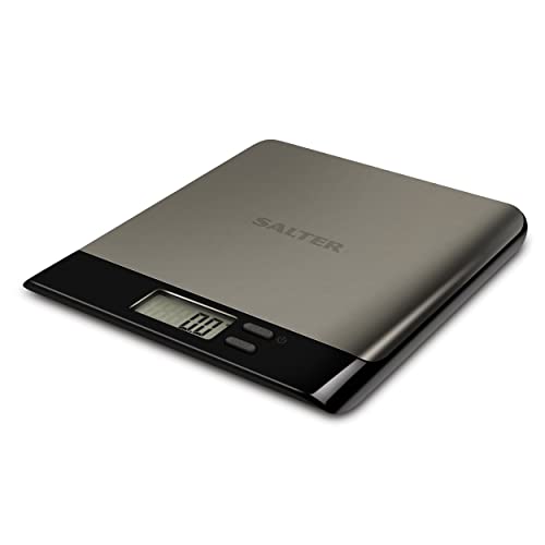 Salter 1052A SSBKDR Pro digitale Küchenwaage elektronisch, einfach zu reinigen schlankes Design, Add-and-Wiege-Tara-Funktion, LCD-Display aufgebaut, misst Flüssigkeiten, Edelstahl waage, Platzsparend von SALTER