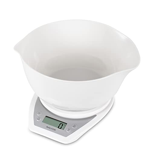 Salter 1024 WHDR14 digitale küchenwaage mit schale, 2 Liter Schüssel, ideal zum Kochen und Backen, Wiegen von Flüssigkeiten, Gut lesbareser Display, Tara-Funktion, Digitalwaage, Metrisch/Imperial von SALTER