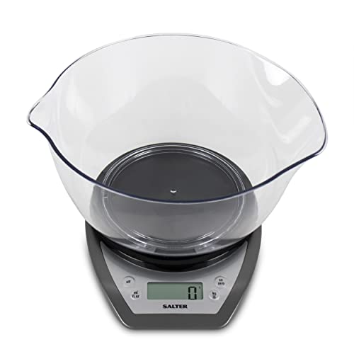 Salter 1024 SVDR14 digitale küchenwaage mit schale, 2 Liter Schüssel, ideal zum Kochen und Backen, Wiegen von Flüssigkeiten, Gut lesbareser Display, Tara-Funktion, Digitalwaage, Metrisch/Imperial von SALTER