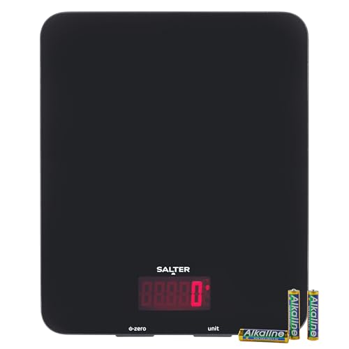 Salter 1160 BKDR Digitale Küchenwaage - Elektronische Lebensmittelwaage mit 10kg Kapazität, Backwaage mit Tara-Funktion, Flüssigkeitsmessung, großem LCD-Display, Schlanke Glasplattform, schwarz Salter 1160 BKDR Digitale Küchenwaage - Elektronische Lebensmittelwaage mit 10kg Kapazität, Backwaage mit Tara-Funktion, Flüssigkeitsmessung, großem LCD-Display, Schlanke Glasplattform, schwarz von SALTER