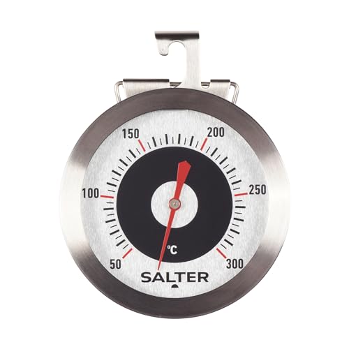 Salter 513 SSCREU16 Edelstahl Backofenthermometer - Temperatur von 50-300°C, Aufhängen Oder Auf Ofenregal Stellen, Analog Küchenthermometer, Fleischthermometer, Leicht Lesbar, 7cm Durchmesser von SALTER