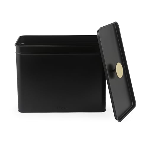 Salter Alchemy Brotkasten mit Deckel – Großes Brotkästchen aus pulverbeschichtetem Karbonstahl, 33 x 18 x 25,5 cm, platzsparende Küchenaufbewahrung für Brotlaibe und Gebäck, schwarze/goldene Griffe Salter Alchemy Brotkasten mit Deckel – Großes Brotkästchen aus pulverbeschichtetem Karbonstahl, 33 x 18 x 25,5 cm, platzsparende Küchenaufbewahrung für Brotlaibe und Gebäck, schwarze/goldene Griffe von SALTER