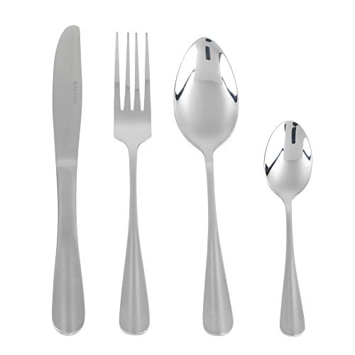 Salter BW03142 Newbury 24-teiliges Besteckset für 6 Personen, spiegelpolierte Küchen Besteck, sechs Gabeln, Messer, Esslöffel und Teelöffel, spülmaschinenfest, Für Partys, neue Hausbesitzer, Studenten von SALTER