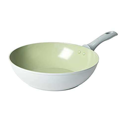 Salter BW09285 Earth Wokpfanne Induktion 28cm, großer Wok mit rundem Boden, hohem Rand zum Kochen, leicht reinigendes Antihaft Titan Keramik Beschichtung, PFAS/PFOA-frei Bakelite Griff Stir-Bratpfanne von SALTER