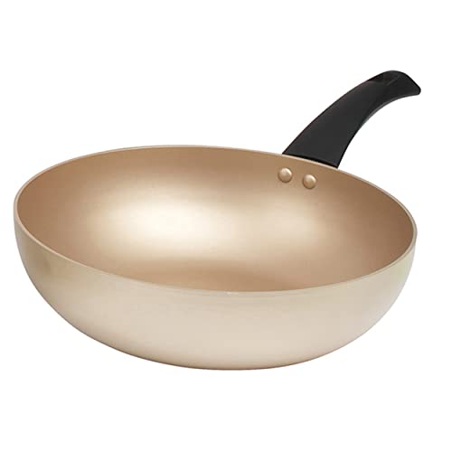 Salter BW11111EU7 Wokpfanne - Wok-Rührpfanne, Antihaftbeschichtung, stabiler Boden, Tief Bratpfanne, Induktion geeignet, Aluminium, BPA/PFOA-Frei, 10 Jahre Garantie, Olympus Kollection, 28 cm, Gold von SALTER